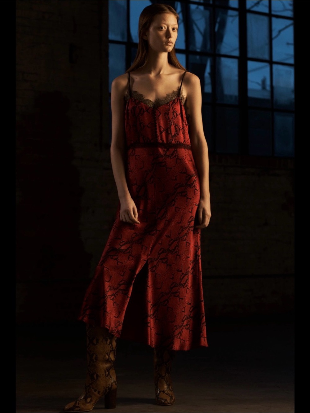 Jason Wu RTW Fall 2020 Archival burgundy python lace slip dress size 2